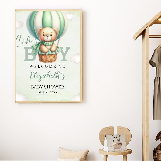 Oh Boy, Teddy Bear Baby Shower boy Poster