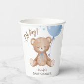 Oh Boy | Teddy Bear Blue Balloon Babydusche Pappbecher (Rückseite)