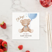 Oh Boy | Teddy Bear Blue Balloon Babydusche Serviette (Beispiel)