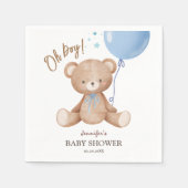 Oh Boy | Teddy Bear Blue Balloon Babydusche Serviette (Vorderseite)