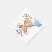 Oh Boy | Teddy Bear Blue Balloon Babydusche Serviette (Ecke)