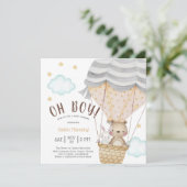 Oh Boy Teddy Bear Woodland Babydusche Einladung (Stehend Vorderseite)