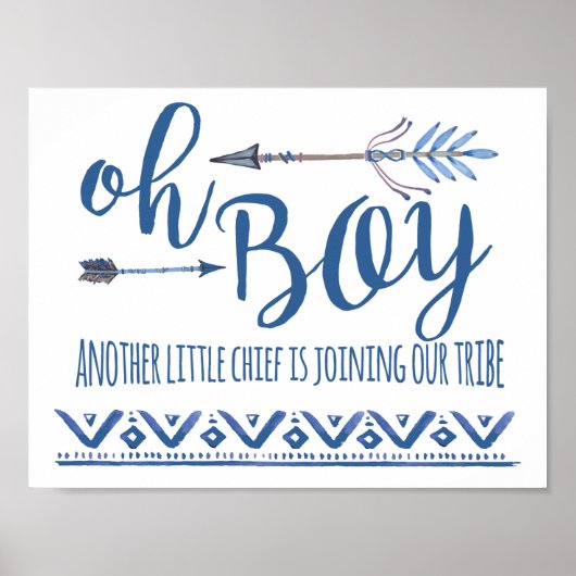 Oh Boy Tribal Baby Duschzeichen Poster (Vorne)