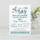 Oh Boy Tribal Baby Shower Einladung - Green (Stehend Vorderseite)