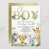 Oh Boy Tropical Jungle Animals Baby Dusche Einladung (Vorne/Hinten)