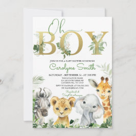 Oh Boy Tropical Jungle Animals Baby Dusche Einladung