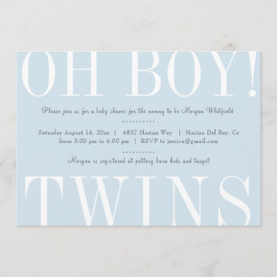 Oh Boy Twins Baby Shower Einladung