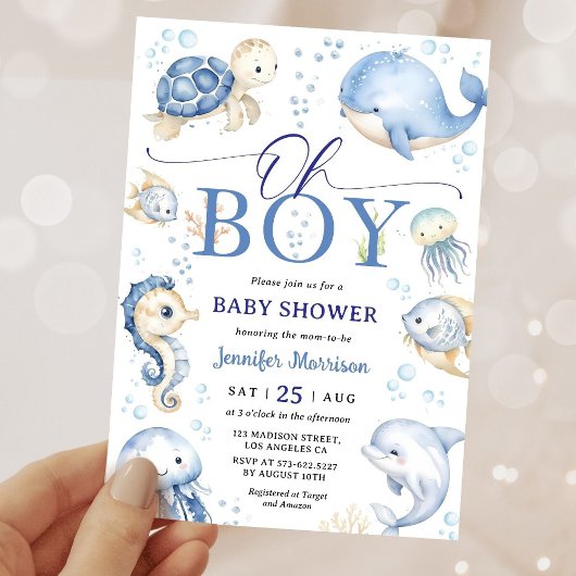 Oh Boy Under The Sea Ocean Baby Shower Invitation Einladung