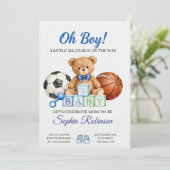  "Oh Boy" Watercolor  Baby Shower Invitation Einladung (Stehend Vorderseite)