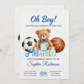  "Oh Boy" Watercolor  Baby Shower Invitation Einladung (Vorne/Hinten)