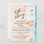 Oh Boy Watercolor Beach Baby Dusche Einladung (Vorderseite)
