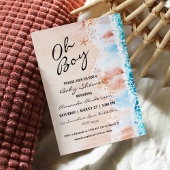 Oh Boy Watercolor Beach Baby Dusche Einladung