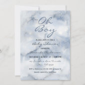 Oh Boy Watercolor Dusty Blue Boys Einladung (Vorderseite)