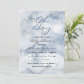 Oh Boy Watercolor Dusty Blue Boys Einladung (Stehend Vorderseite)