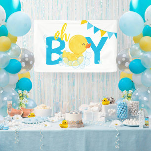 Oh Boy Watercolor Rubber Duck Baby Duck Banner
