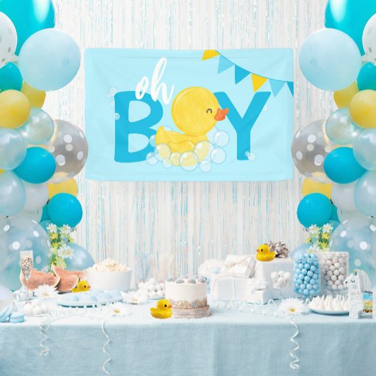 Oh Boy Watercolor Rubber Duck Baby Duck Banner