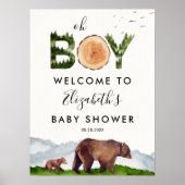 Oh Boy Watercolor Waldbär Willkommen Poster (Vorne)