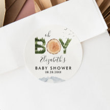 Oh Boy Watercolor Woodland Bear Baby Dusche