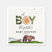Oh Boy Watercolor Woodland Bear Baby Dusche Serviette (Vorderseite)