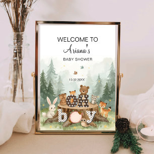 Oh Boy Watercolor Woodland Safari Tier Willkommen Poster