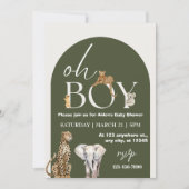 Oh Boy Wild One Animals Boy Baby Shower Einladung (Vorderseite)