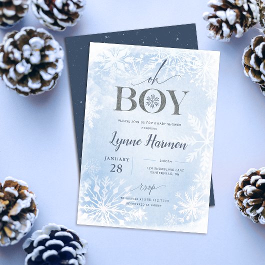 Oh Boy Winter Boy Baby Dusche Einladung Blue