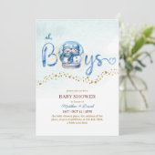 Oh Boy Winter Thema Twin Baby Dusche Einladung (Stehend Vorderseite)