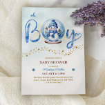 Oh Boy Winter Theme Baby Dusche Einladung<br><div class="desc">Winterthema. Blaue Wasserfarbe. Simulierter Glitzer. Bitte schreiben Sie mir,  wenn Sie passende Artikel suchen.</div>