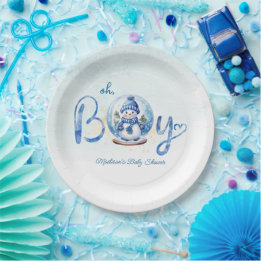 Oh Boy Winter Theme Baby Dusche Pappteller