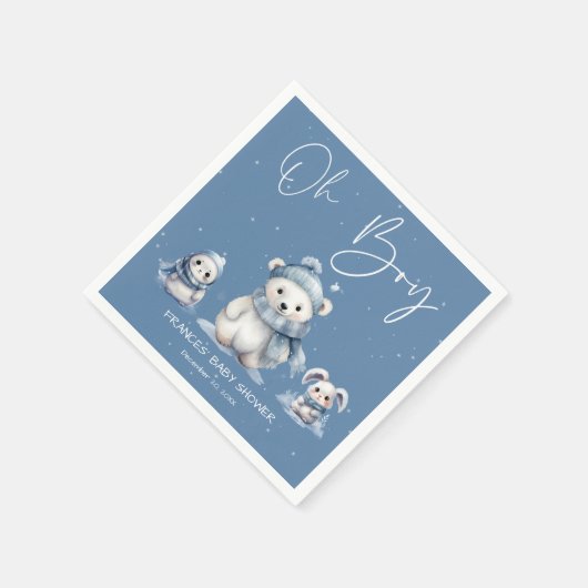 Oh Boy Winter | Woodland Babydusche bestellbar Serviette (Ecke)