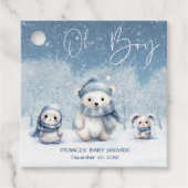 Oh Boy Winter | Woodland Babydusche Geschenkanhänger (Vorderseite)