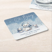 Oh Boy Winter | Woodland Babydusche Rechteckiger Pappuntersetzer (angewinkelt)