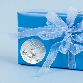 Oh Boy Winter | Woodland Babydusche Runder Aufkleber