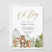 Oh Boy Woodland Animal Baby Shower Einladung (Vorderseite)