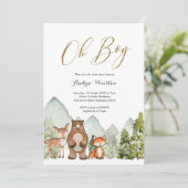 Oh Boy Woodland Animal Baby Shower Einladung (Stehend Vorderseite)