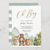 Oh Boy Woodland Animal Baby Shower Einladung (Vorne/Hinten)