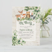 Oh Boy Woodland Animals Baby Shower Invitation Einladung (Stehend Vorderseite)