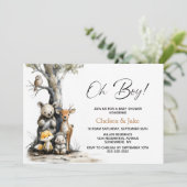 Oh Boy Woodland Animals Baby Shower Invitation Einladung (Stehend Vorderseite)