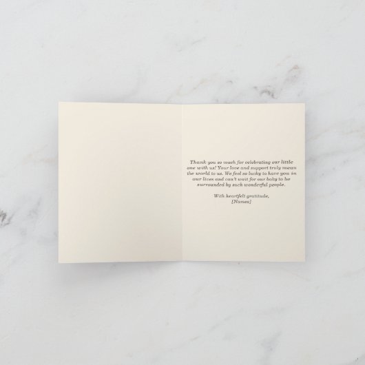 Oh Boy Woodland Babydusche Danke Karte (Innenseite)