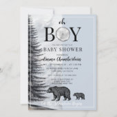 Oh Boy Woodland Bears Boy Baby Dusche Einladung (Vorderseite)