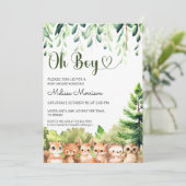 Oh Boy Woodland Foto Boy Baby Dusche Einladung (Stehend Vorderseite)