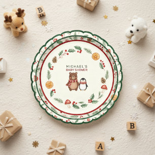 Oh Boy Woodland Winter Baby Shower Einladung Papie Pappteller