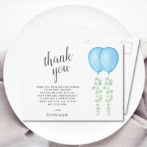 Oh Boys Blue Balloons Twins Baby Shower Thank You