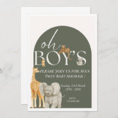 Oh Boy's Safari Animals Baby Shower Einladung (Vorne/Hinten)