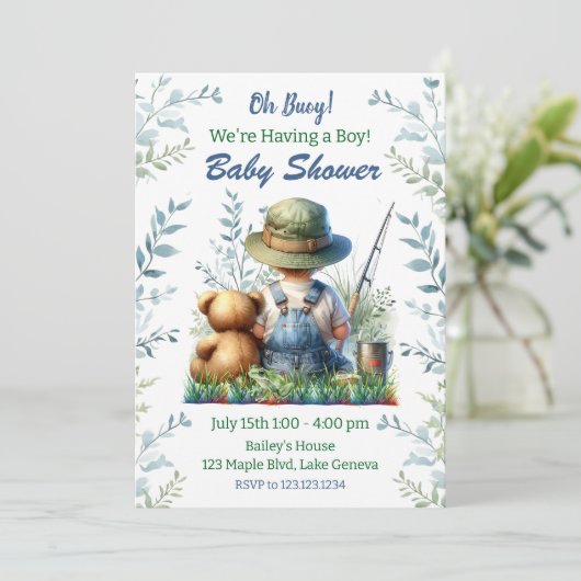 Oh, Buoy, das ist ein Junge! Themed Baby Dusche Einladung (Stehend Vorderseite)