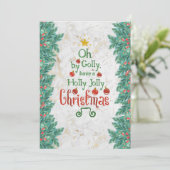 Oh by Golly Holly Jolly Feiertagskarte (Stehend Vorderseite)