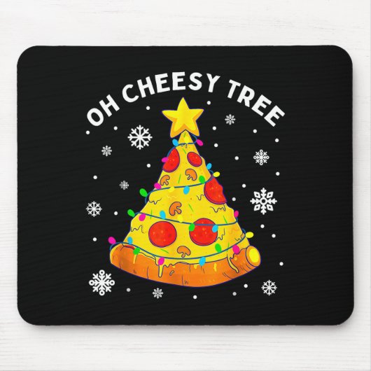 Oh Cheesy Tree Xmas Food Present Christmas Zza Tre Mousepad (Vorne)