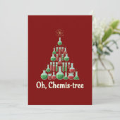 Oh Chemis-tree Funny Science Chemistry Christmas Dankeskarte (Stehend Vorderseite)