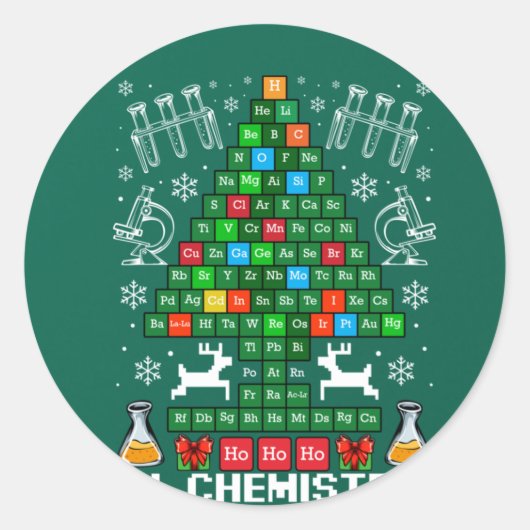 Oh Chemistree Christmas Chemistry Science Periodic Runder Aufkleber (Vorderseite)