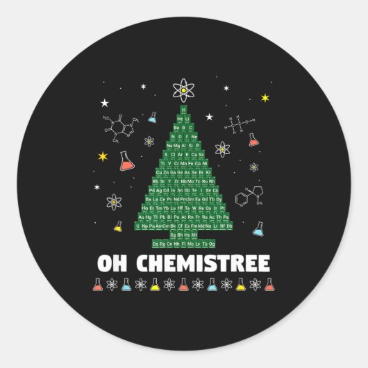 Oh Chemistree Periodic Table Chemistry Christmas T Runder Aufkleber (Vorderseite)